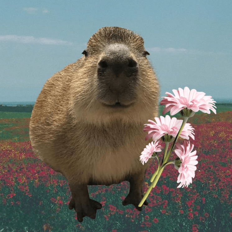 Capybara with flowers